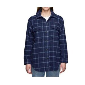Tilley Shacket Womens Size S Blue Plaid Wool Blend Button Front NWT